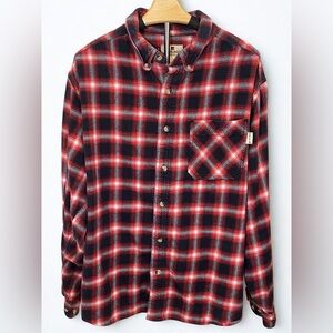 Y2K Vintage Woolrich Men's Red and Black Classic Flannel Plaid Shirt Size XL